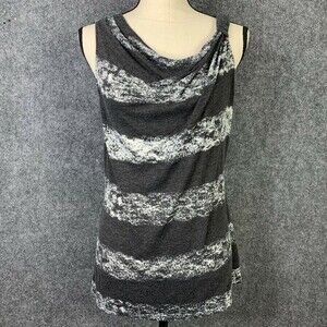 Gap Tank Top Women M Draped Neckline Knit Detailed Shoulder Horizontal Pattern